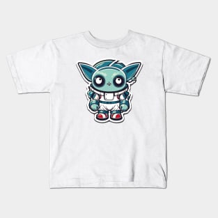 Cute Space Owl Illustration (eyes up right) Kids T-Shirt